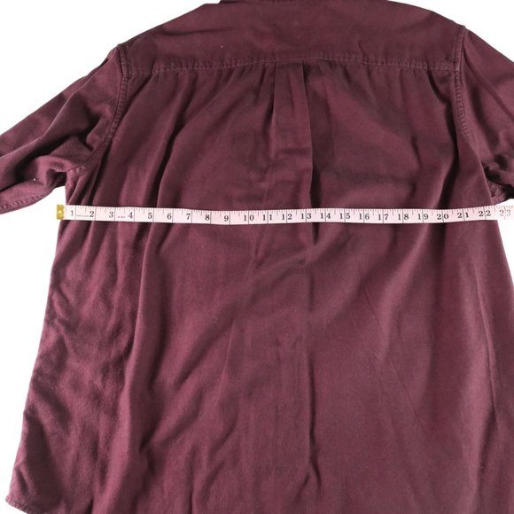 Eddie Bauer Mens XL Heavy Cotton Flannel Shirt Classic Fit Maroon Red Button Up - Picture 9 of 11
